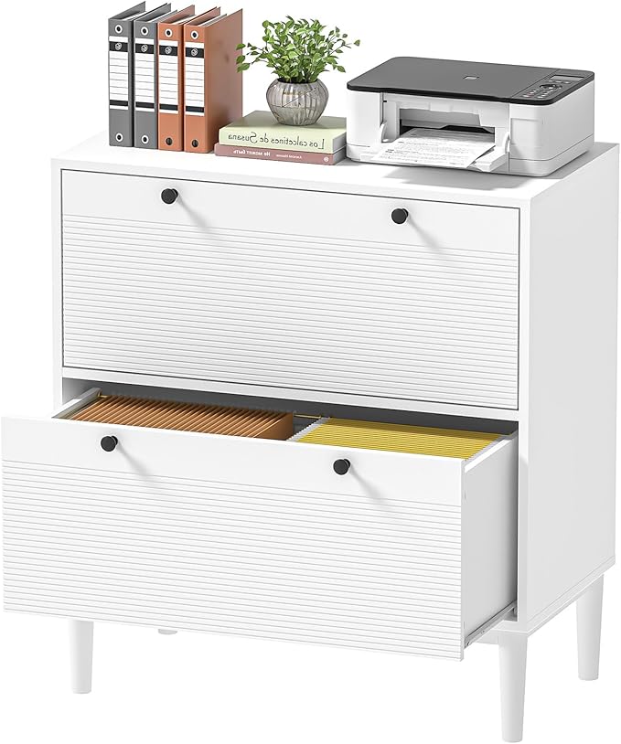 Lateral File Cabinet with 2 Drawers, Rattan Filing Cabinet