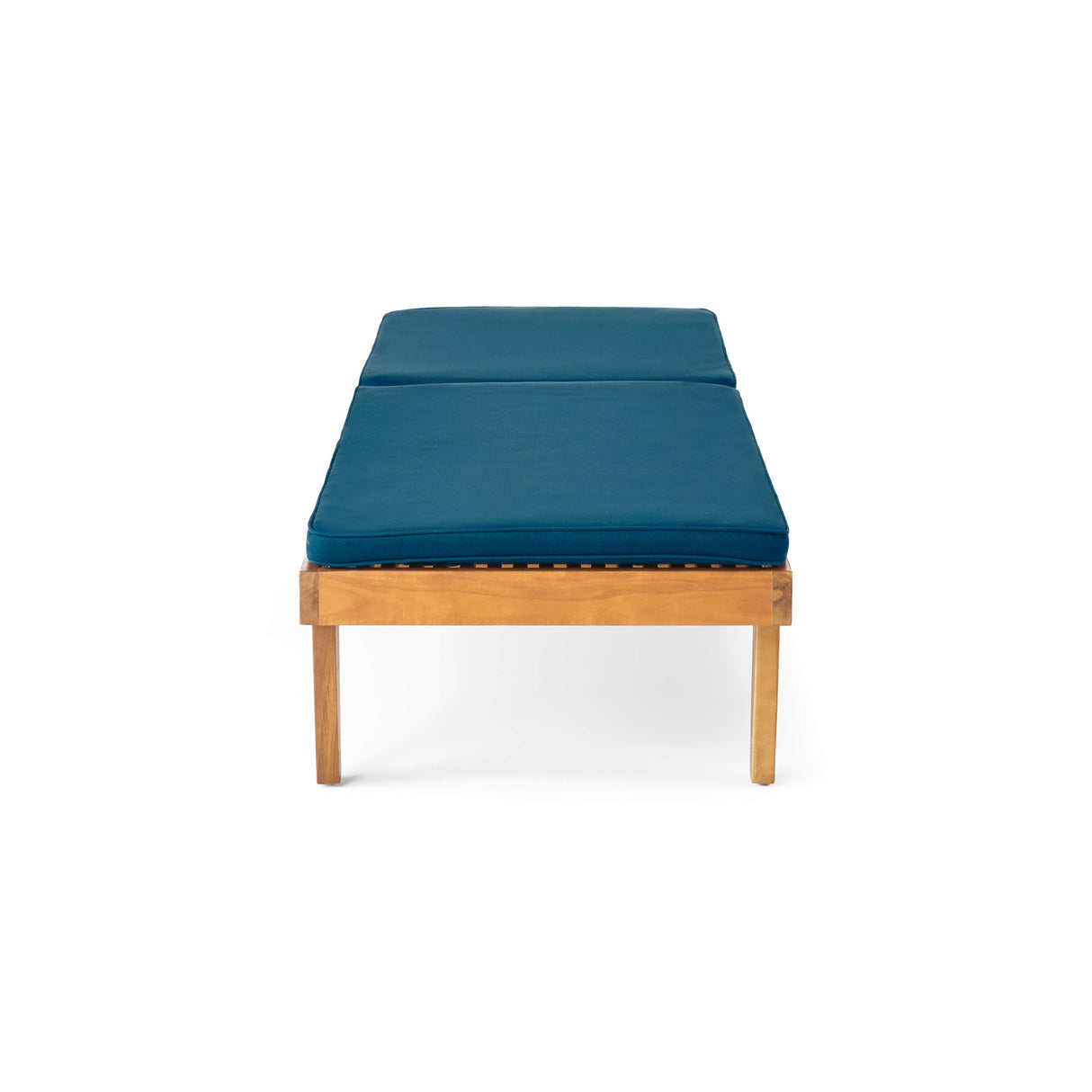 Garfield Outdoor Acacia Wood 3 Piece Chaise Lounge Set, Teak Finish, Blue