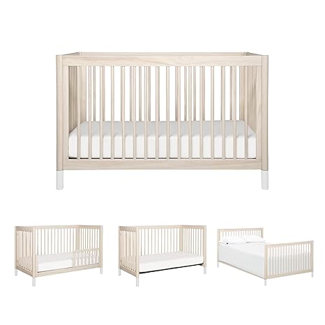 Gelato 4-in-1 Convertible Crib with Toddler Bed Conversion in Washed Natural and Black