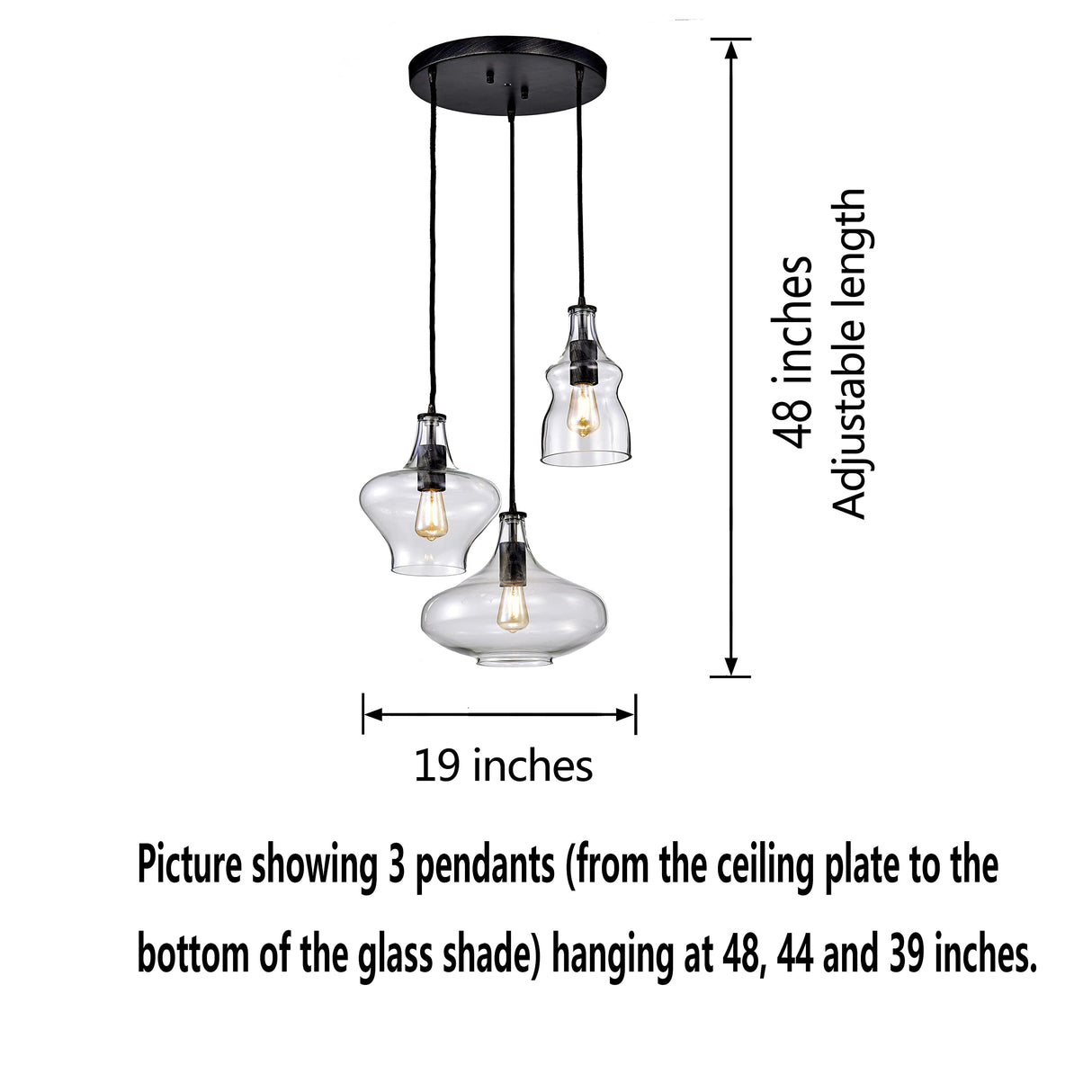 Jojospring Tasia Antique Black/Clear Mouth-Blown Glass Cluster Pendant Chandelier