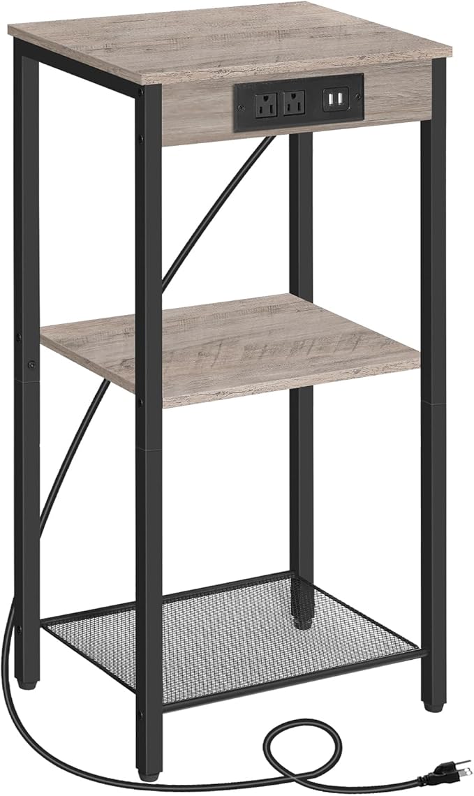 Tall End Table with Charging Station