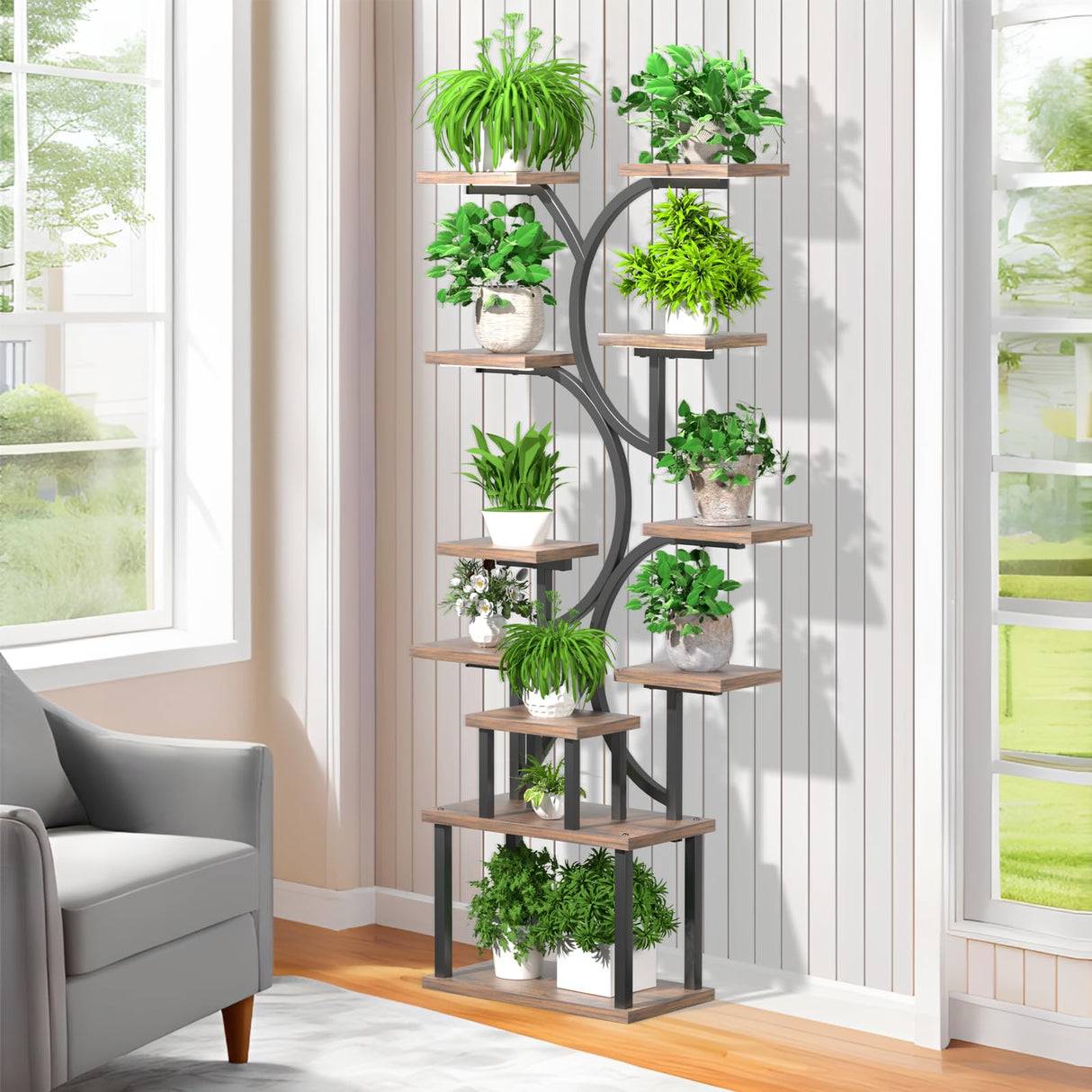 Verdant Curve 65" - 11 Tier Plant Stand with Grow Lights