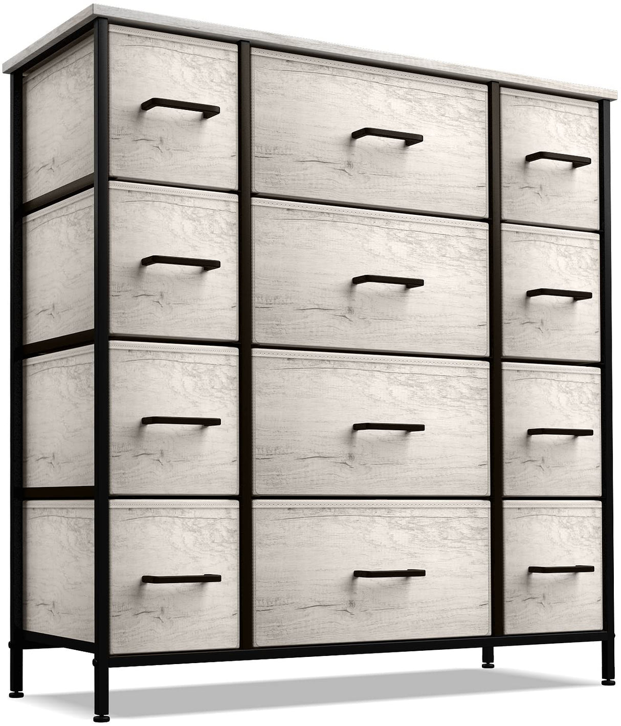 Dresser with 12 Faux Wood Drawers - Large Storage Chest Organizer Unit with Steel Frame