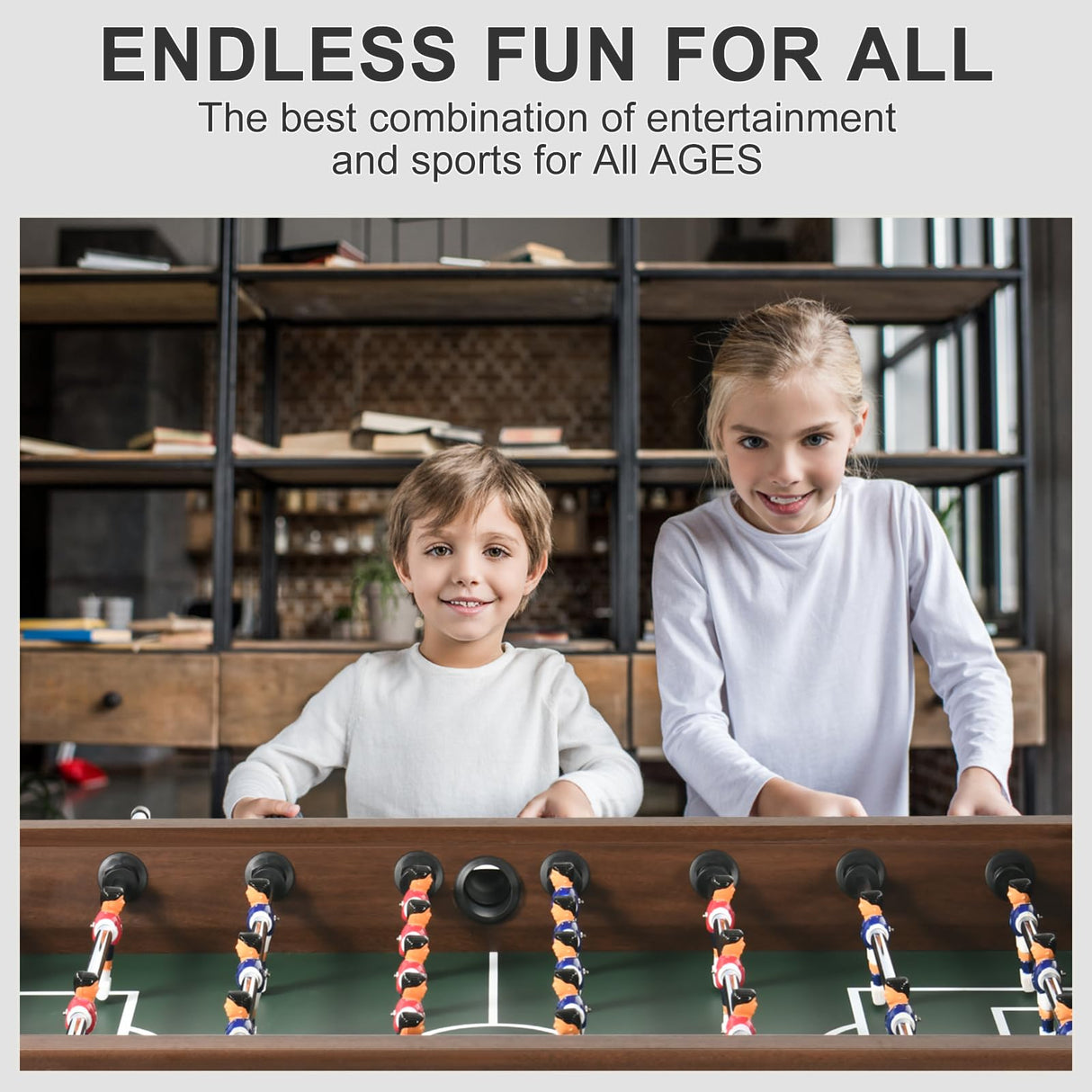 58Inch Foosball Table, Competition Soccer Table Game w/ 2 Balls for Adult Kids Youth