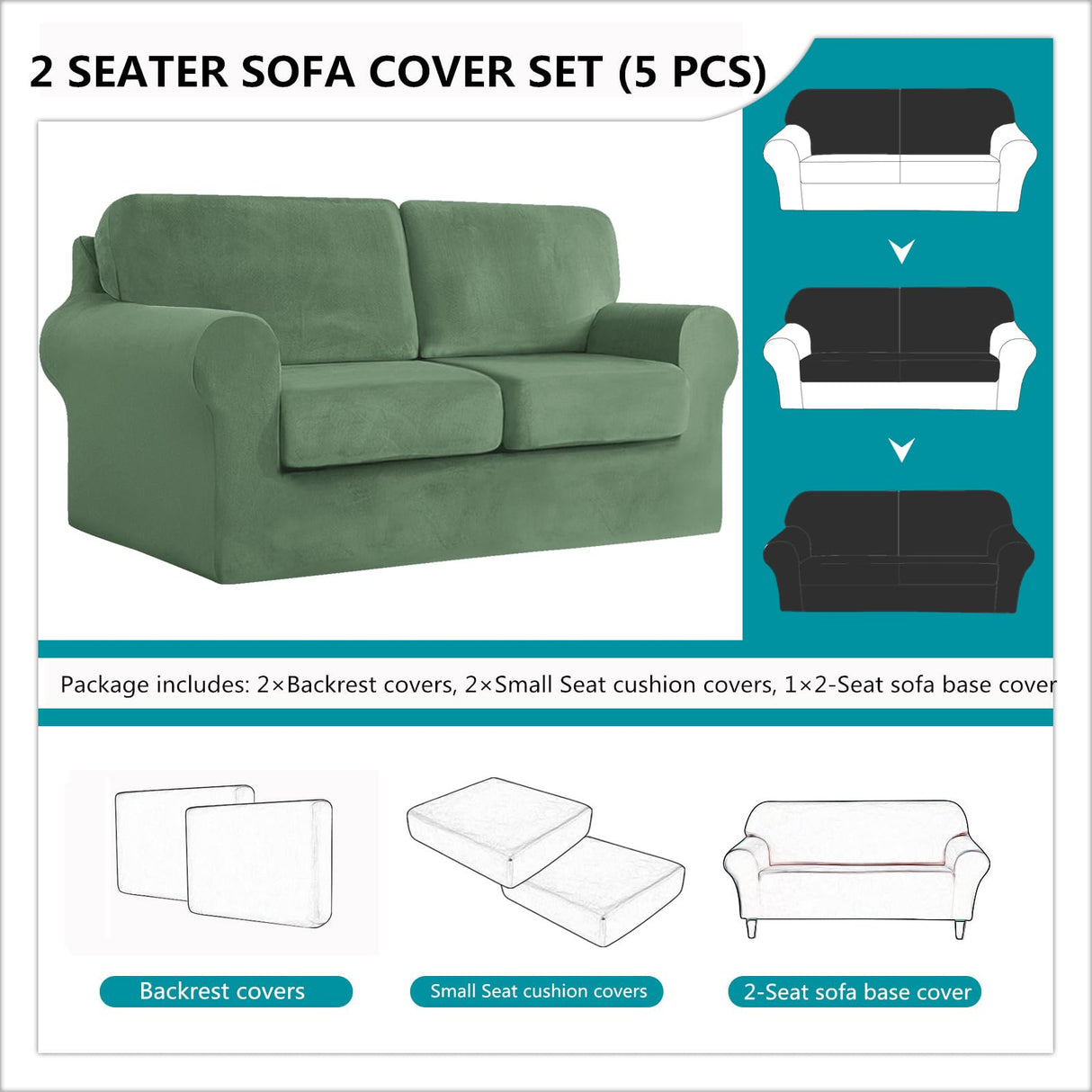 Sofa Cover with Separate Seat Cushions Covers and Backrests Covers Stretch Ektorp