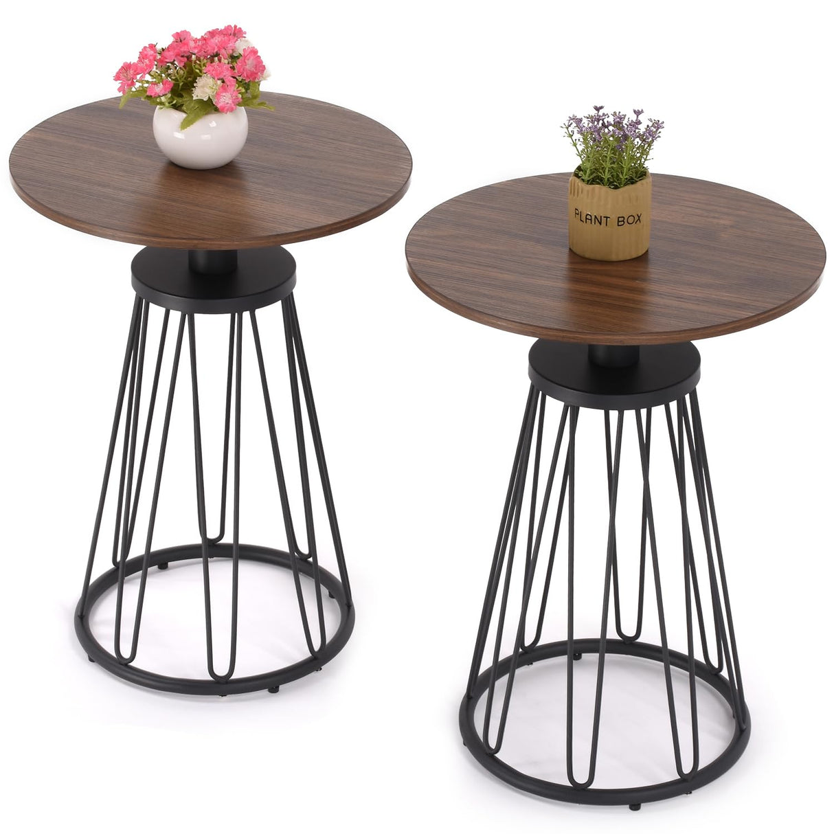 Round End Table Set of 2, Small Side Table for Living Room, Bedroom