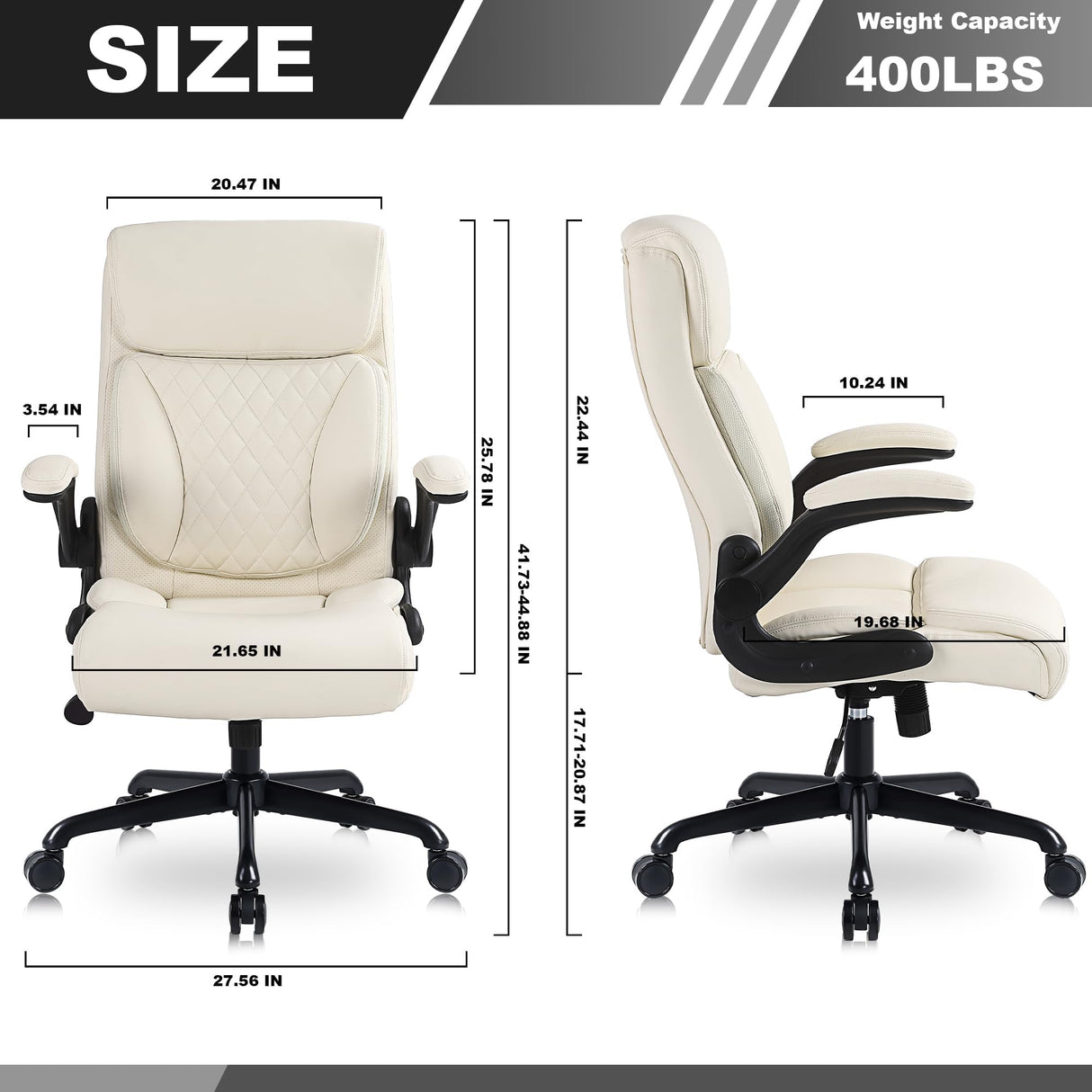 Executive Office Chair Set of 2, PU Leather Computer Chair with Lumbar Support