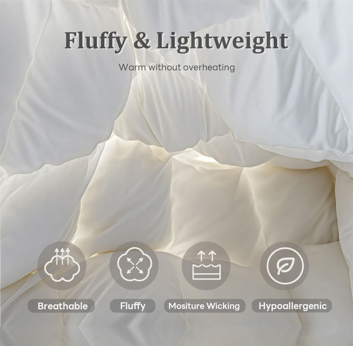 MAXICOZY Luxury Feather Down Comforter King Size, All Seasons Duvet Insert, Ultra-Soft 750 Fill Power Bed Comforters Hotel Collection, Fluffy Medium Warmth, (106x90, Grey)