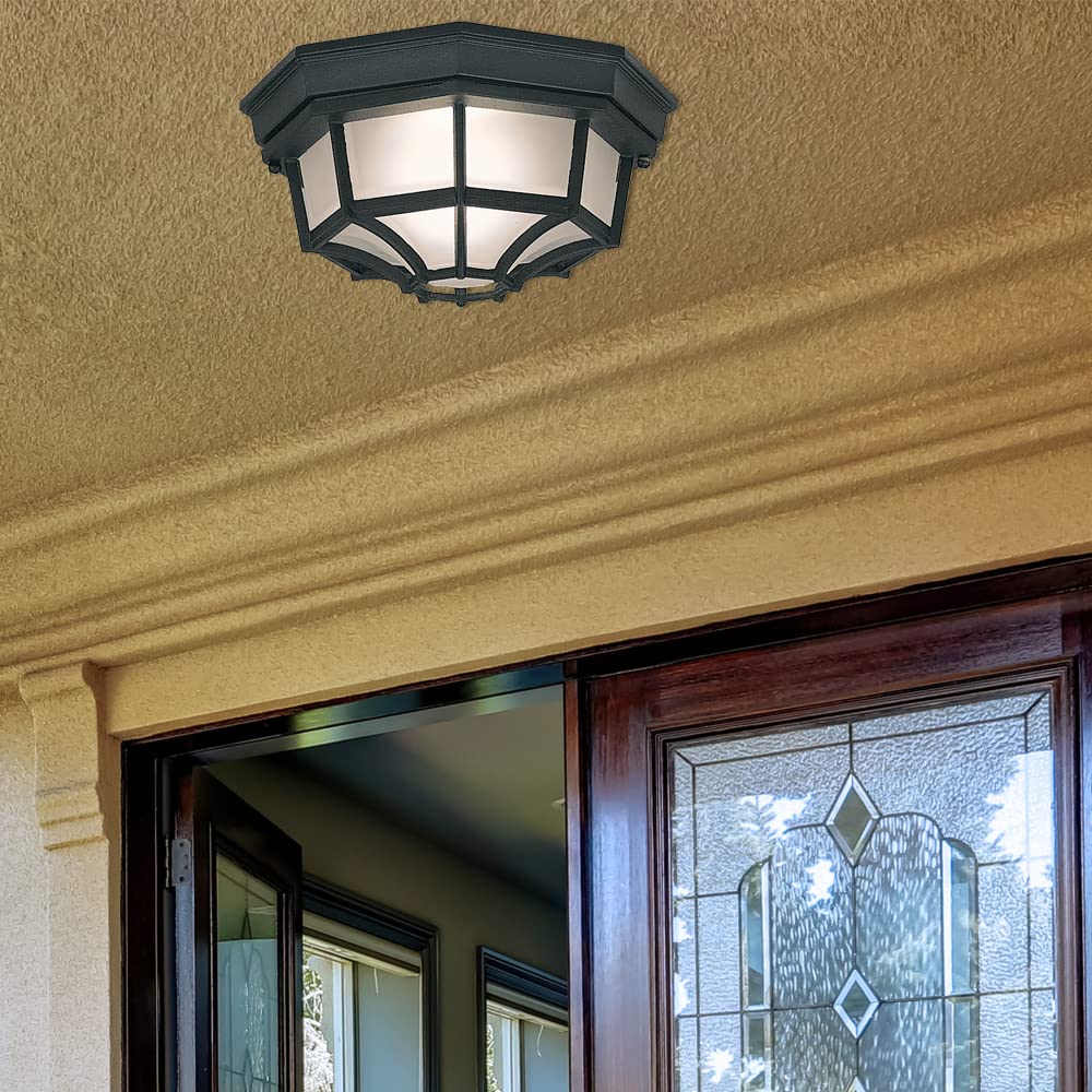 2067-BK Builder Cast Outdoor Flush Mount Ceiling Light, 10.5 in W, Black