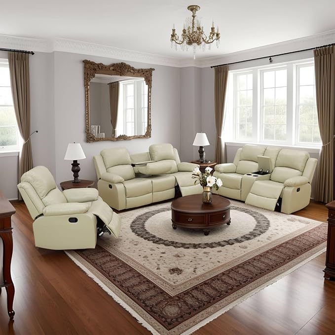 Faux Leather Living Room Sofa Set for Living Room, Game Room, Guest Room,Dormitory,