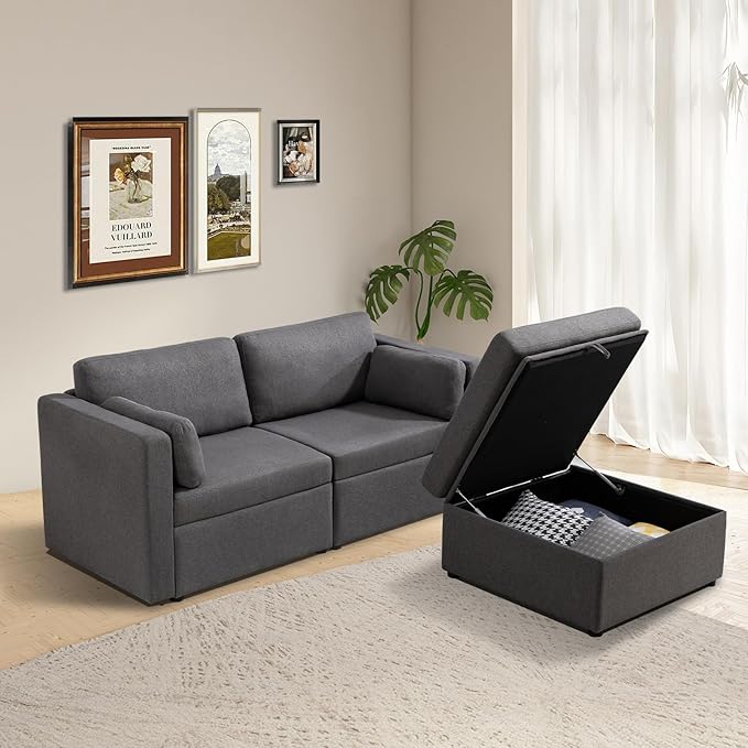 Oversized Modular Sectional Sofa, Convertible L Shaped Couch with Storage Ottoman