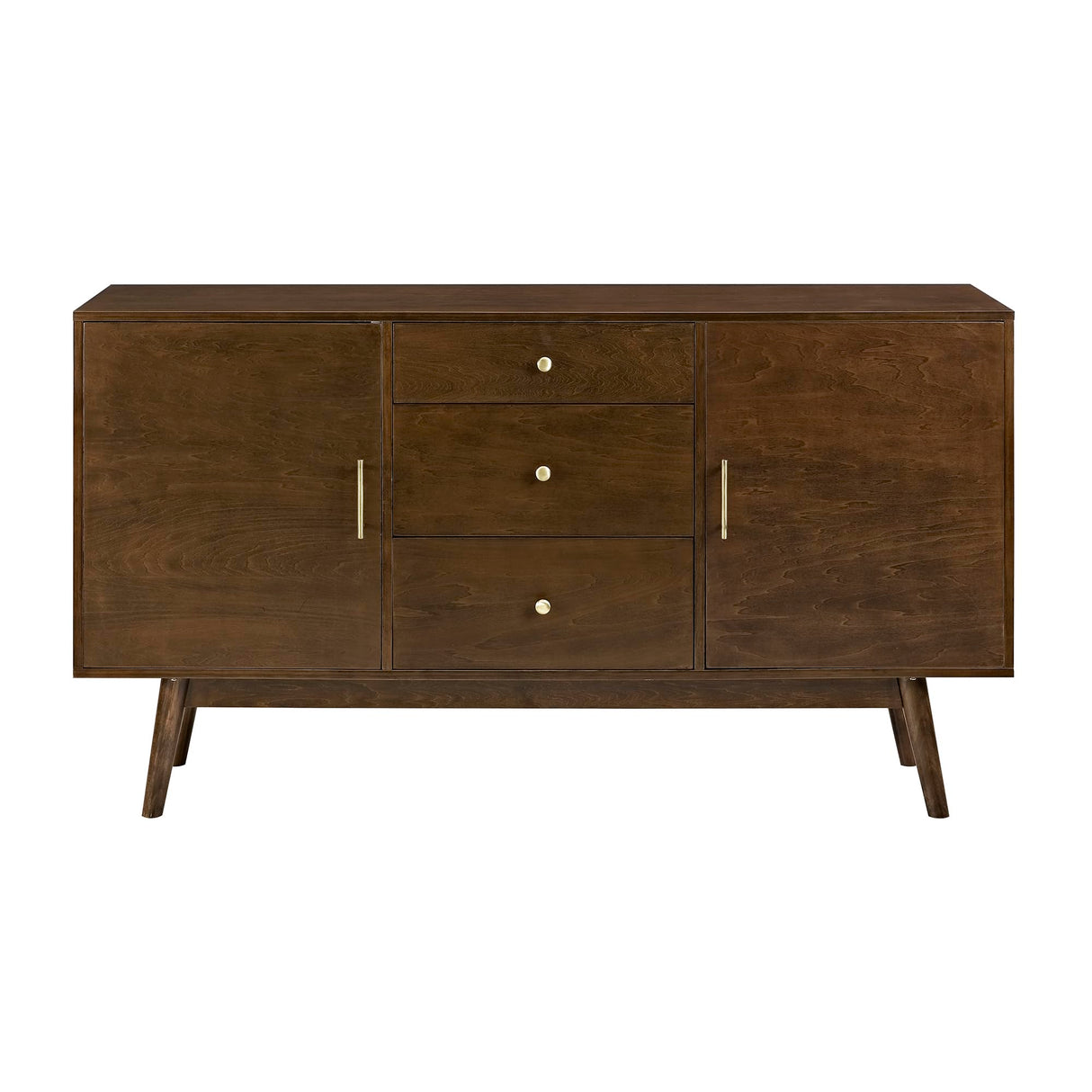 Mid Century Modern-TV Stand Console with 3 Drawers and Closed Cabinet Storage