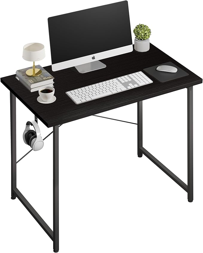 Small Space Writing Desk with Headphone Hooks, Modern Simple Design