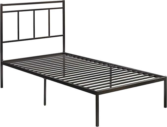 Sauder Cannery Bridge Twin Platform Bed with Headboard, Black Finish