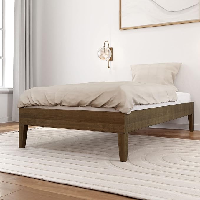 Solid Wood Platform Bed Frame, Strong Wood Slat Support