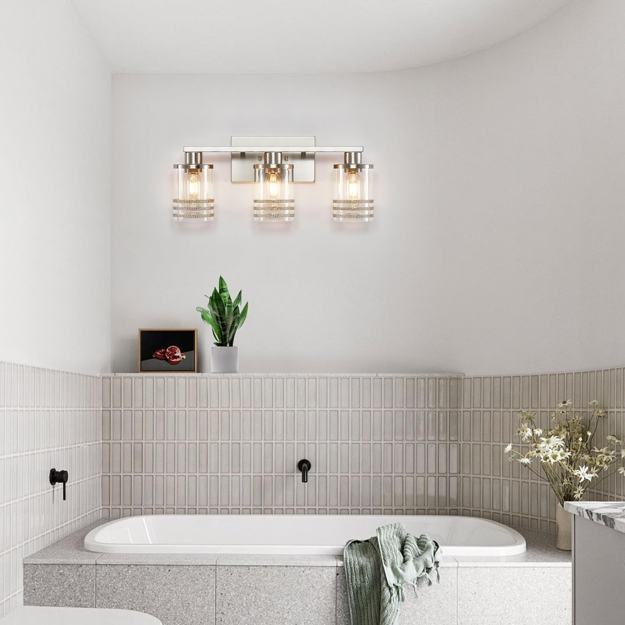 Bathroom Light Fixtures Brushed Nickel, Vanity Lights for Bathroom