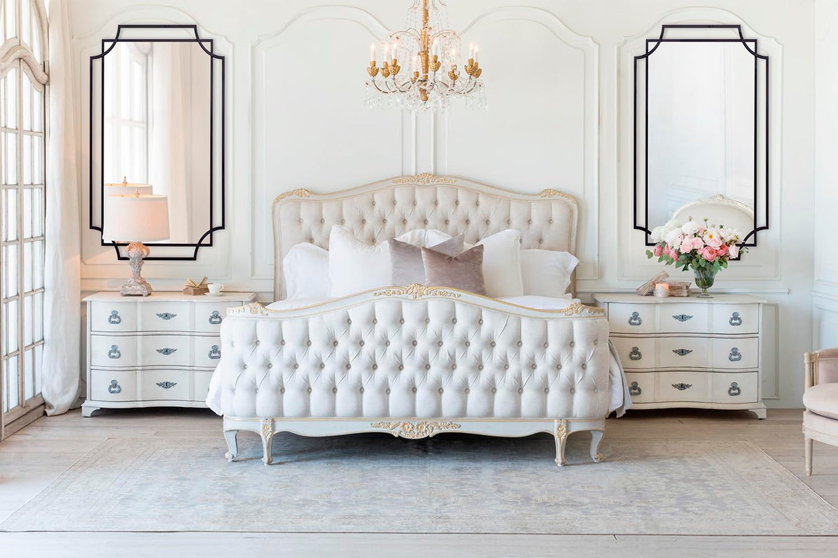 55" x 28" Large Rectangular Wall Mirror - Black Scalloped Frame