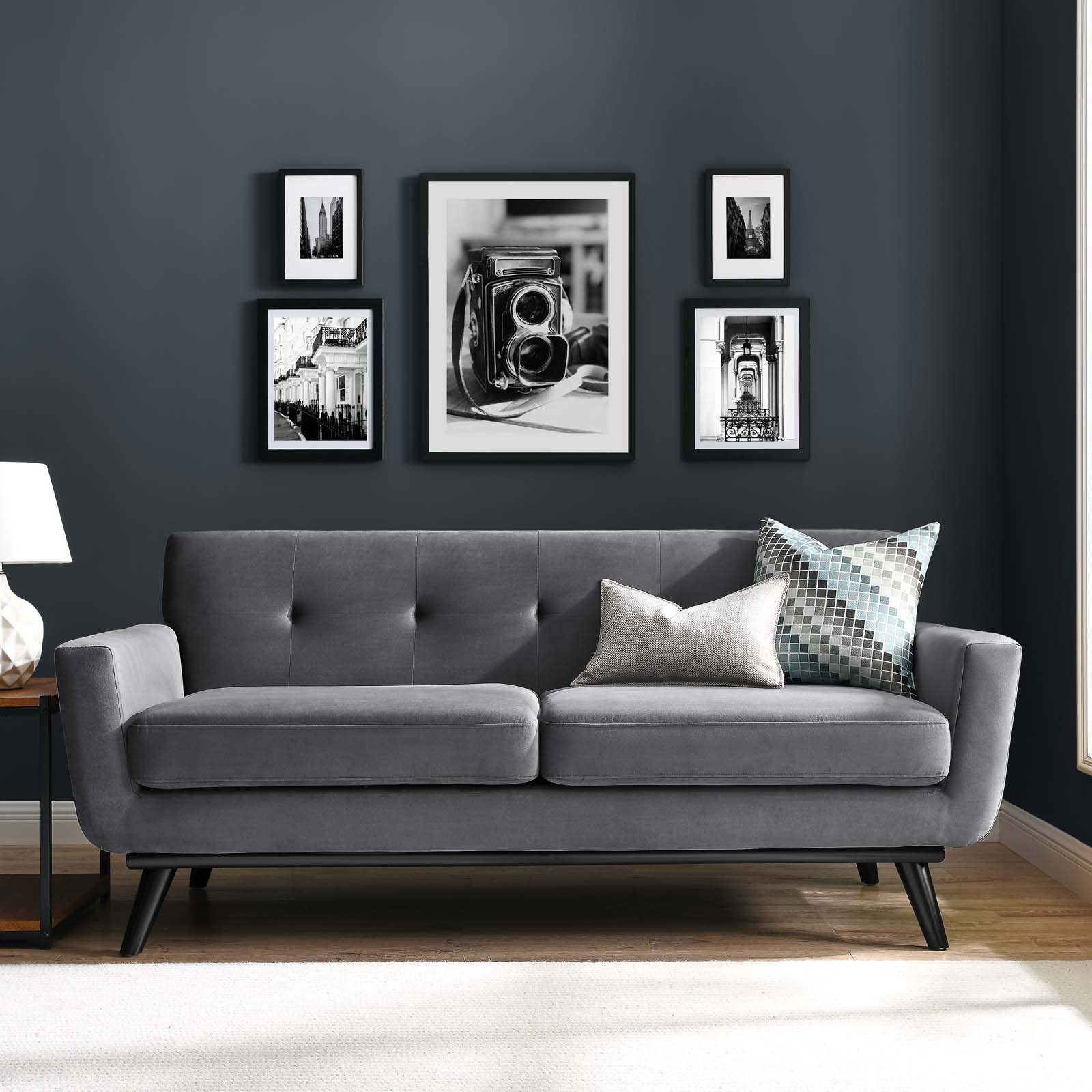 Engage Performance Velvet Loveseat, Gray