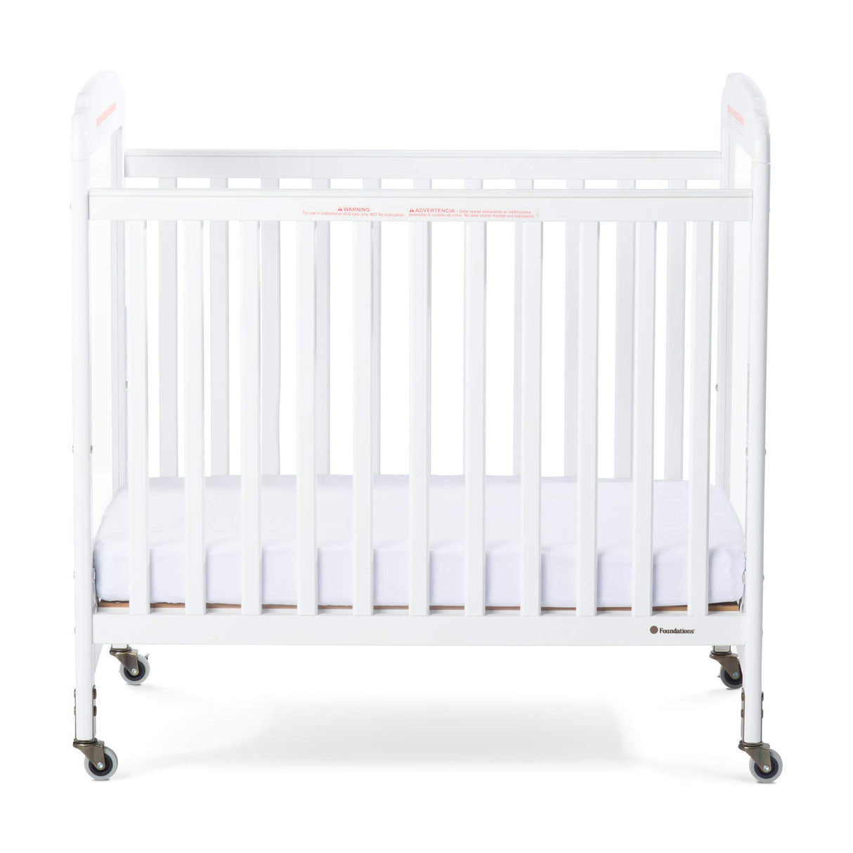Serenity Compact Clearview Daycare Crib, Fixed Side, Durable Wood Construction