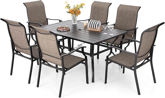 5 Piece Outdoor Round Dining Table Set for 4, 42” Metal Dining Table
