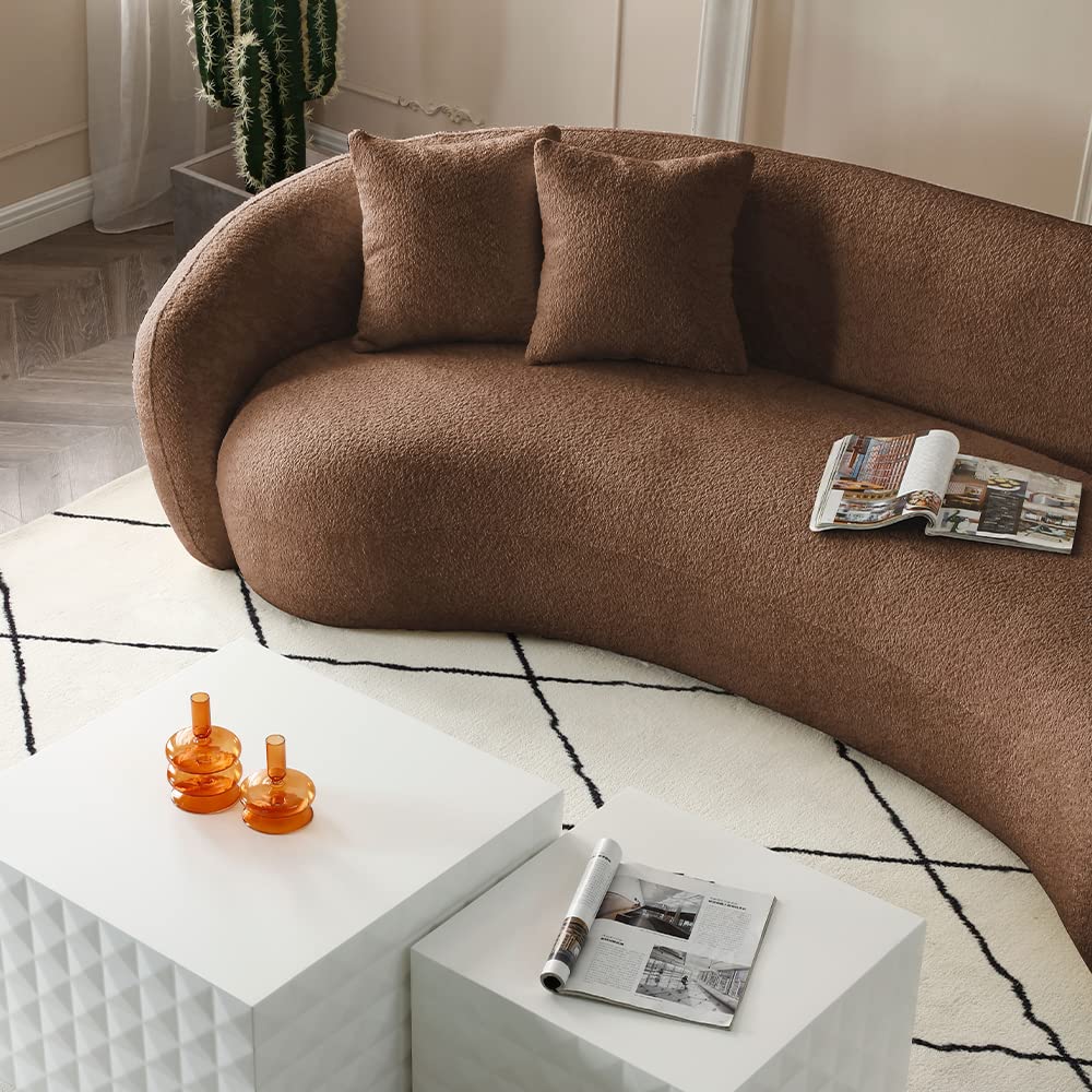 101" Modern Oversized Curved Sofa, Back Upholstered Boucle Couch