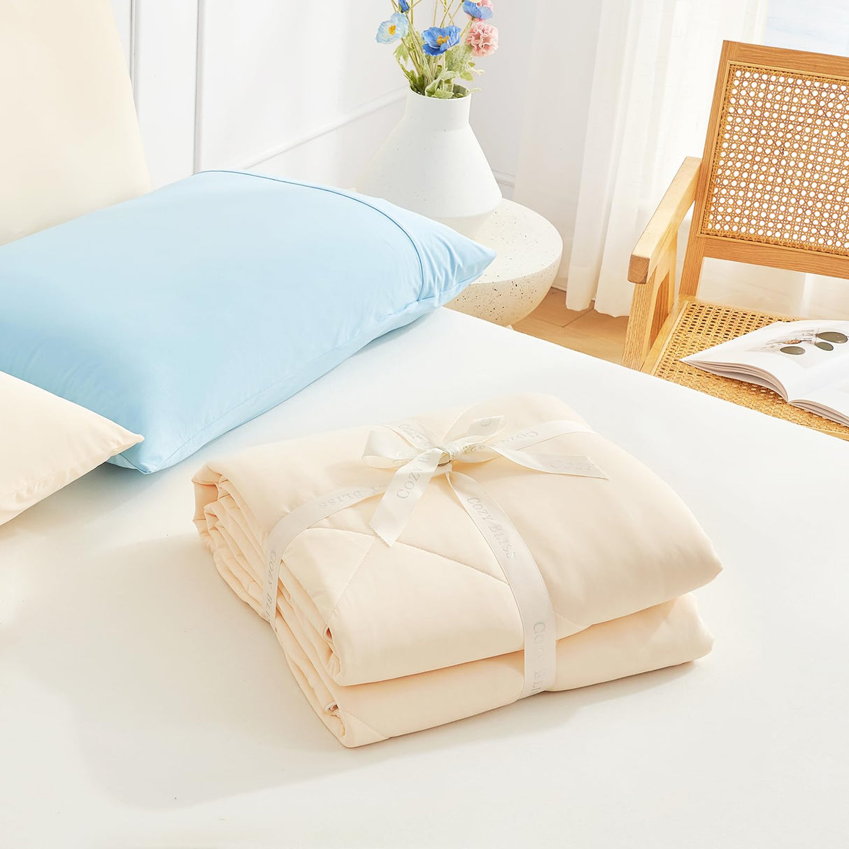 Cooling Comforter King Size, Cooling Blankets for Hot Sleepers and Night Sweats, Yellow