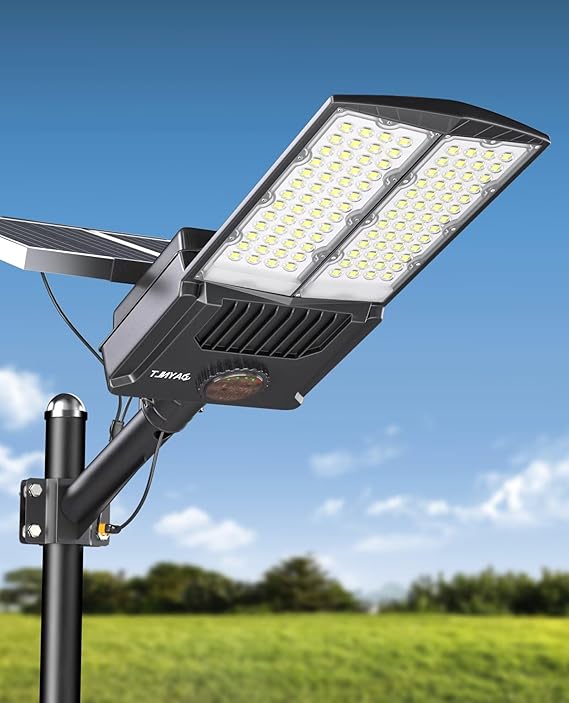 Y-12000W Solar Street Lights Outdoor,6500K Bright Parking Lot Lights Commercial