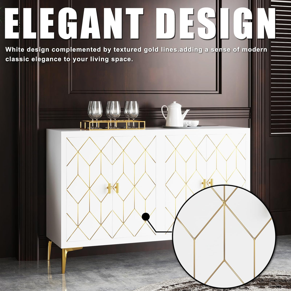 4-Door Buffet Cabinet with Storage - Versatile Sideboard for Kitchen, Dining Room