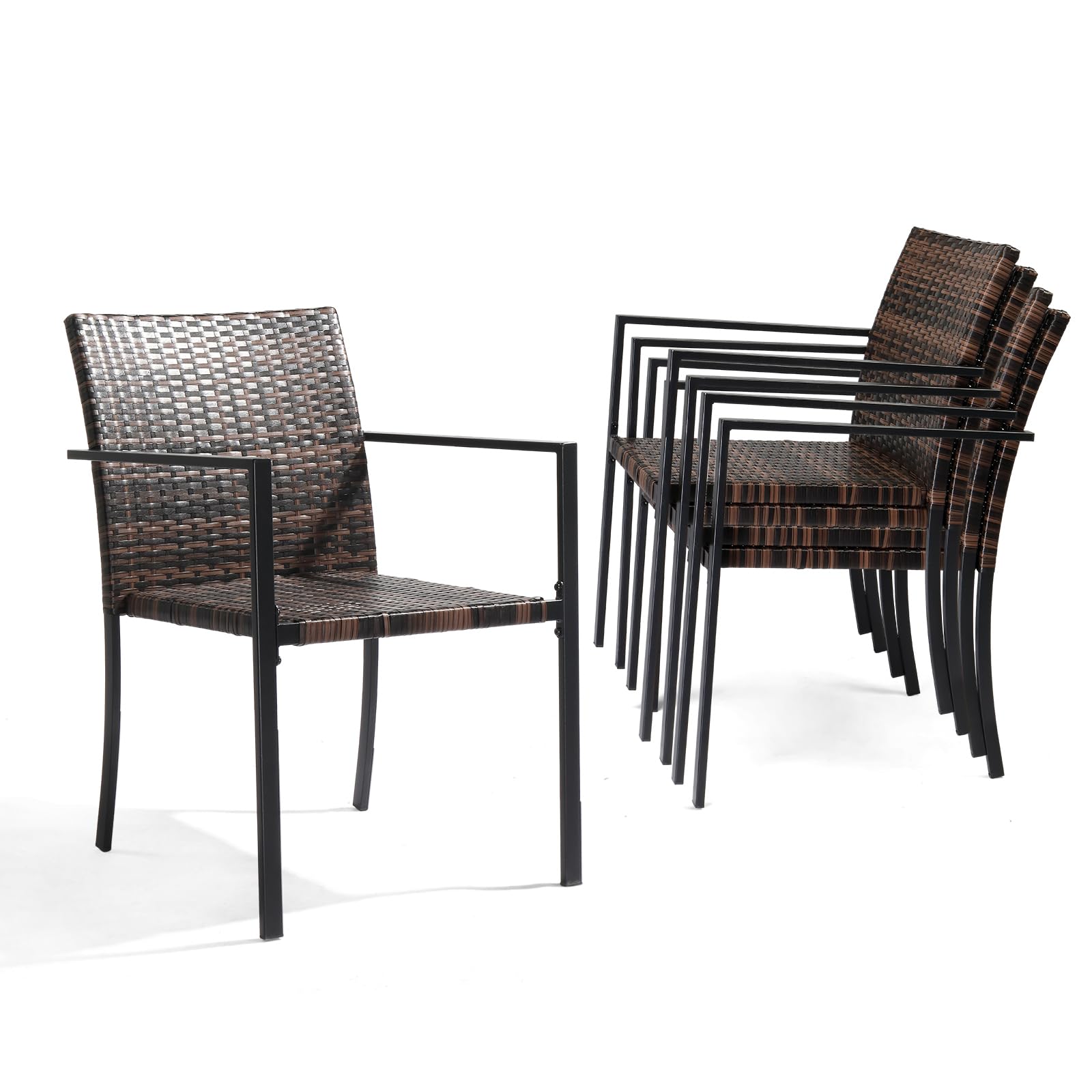 Stackable Wicker Chairs Outdoor Dining Chairs Set of 4