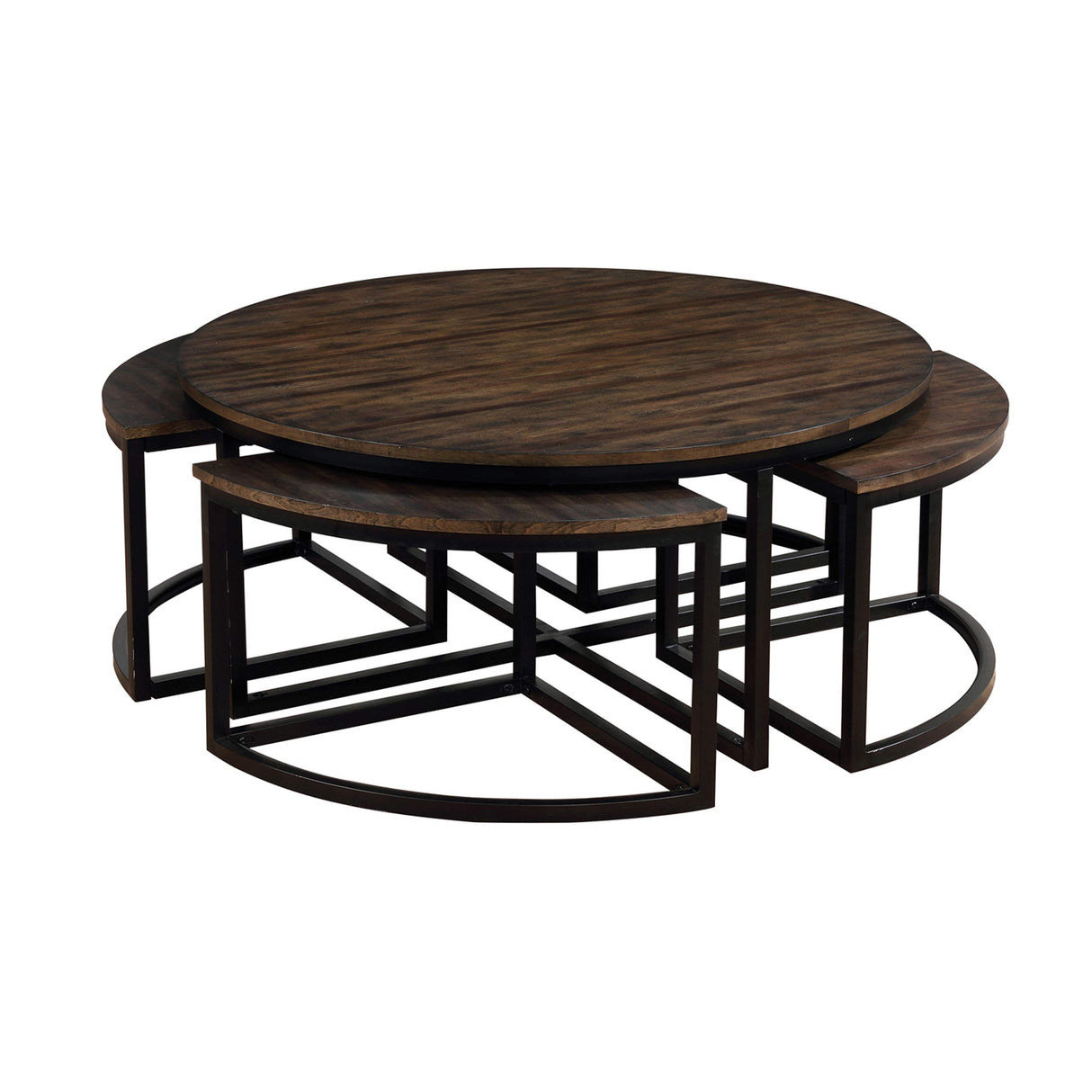 Arcadia Acacia Wood 42-Inch Round Coffee Table with Nesting Tables