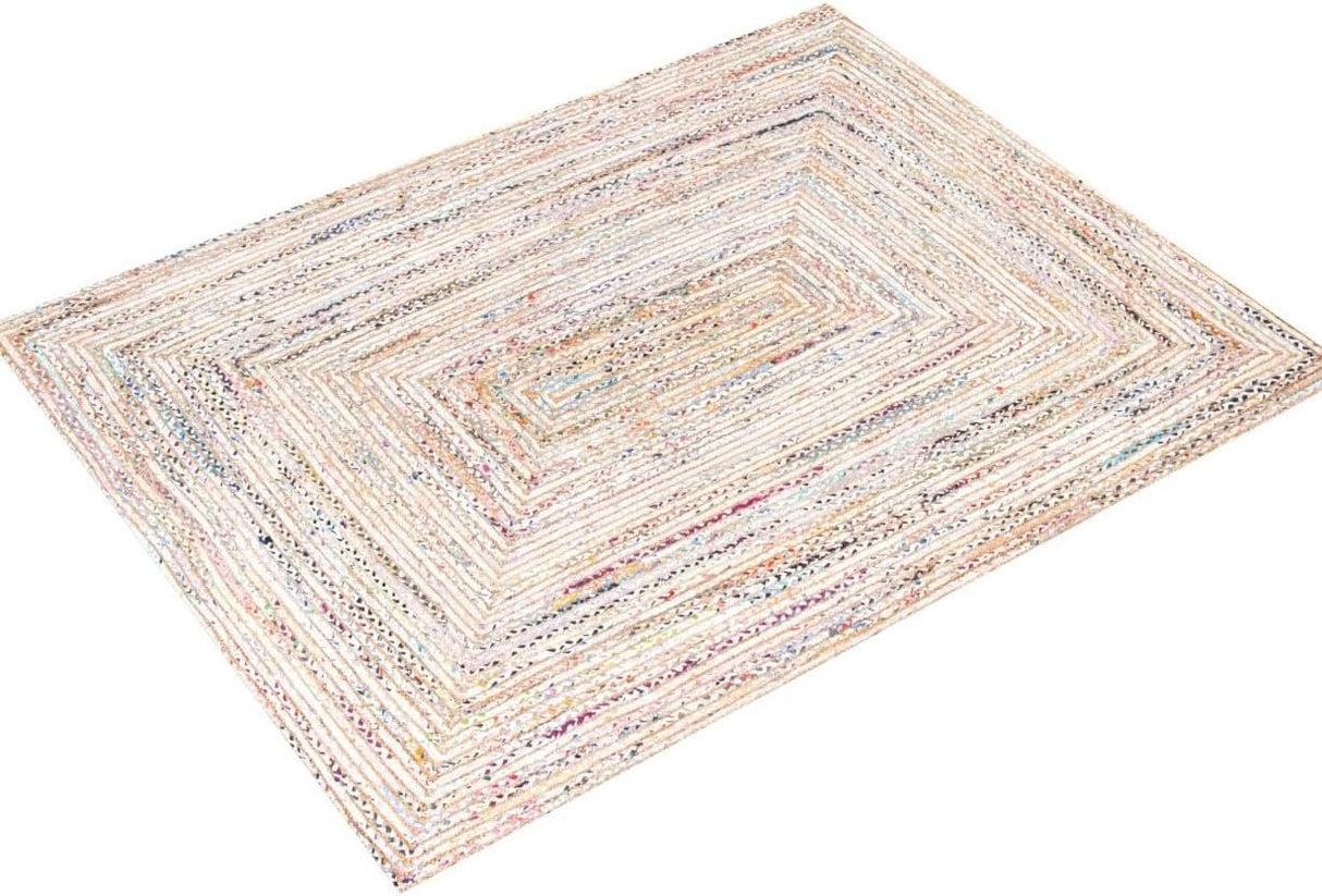 Cape Cod Collection Area Rug - 9' x 12', Beige & Multi, Handmade Boho Braided Jute