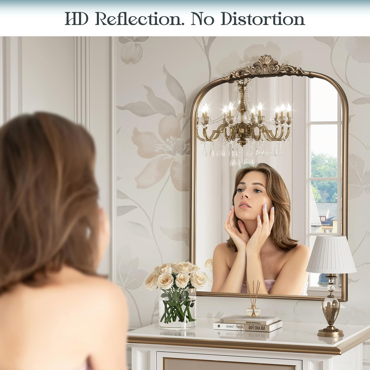 24" x 36" Antique Gold Arched Wall Mirror