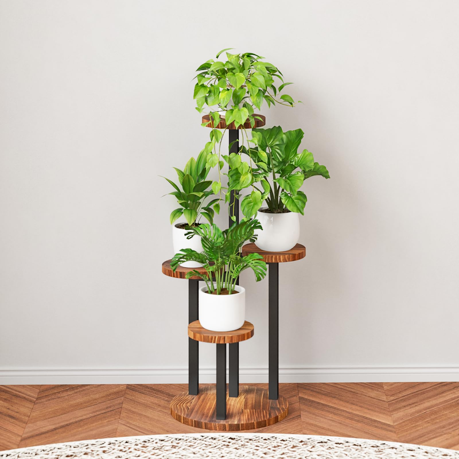 4 Tier Plant Stand Indoor Small Plant Shelf Outdoor Metal Tall Flower Holder Table