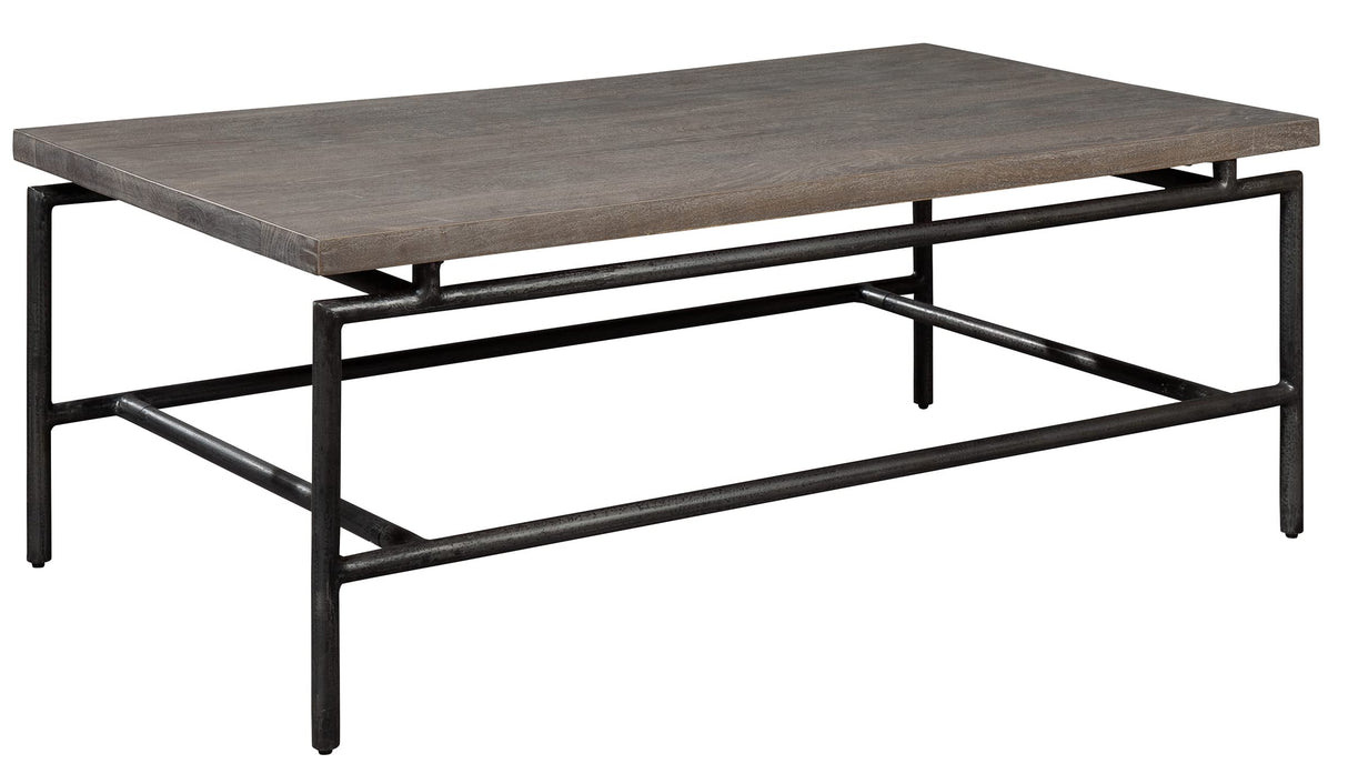Furniture Rectangular Coffee Table – Grey Sedona Finish, Solid Mango Slab Top