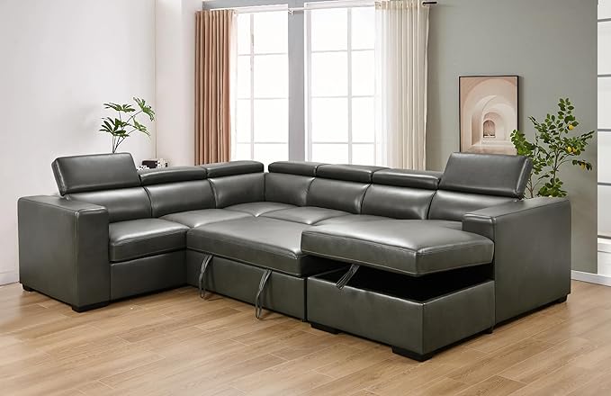 UltraMax U-Shaped Sleeper Sectional Sofa with Pull-Out Bed & Storage Console