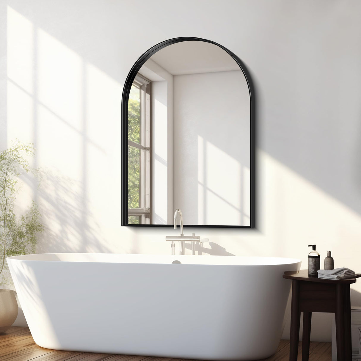 Arched Bathroom Mirror , Black Arched Mirror with Deep Frame for Bathroom