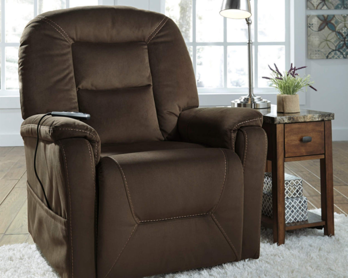 Signature Design by Ashley Samir Power Lift Recliner for Elderly with Heated & Massage Seat, Brown