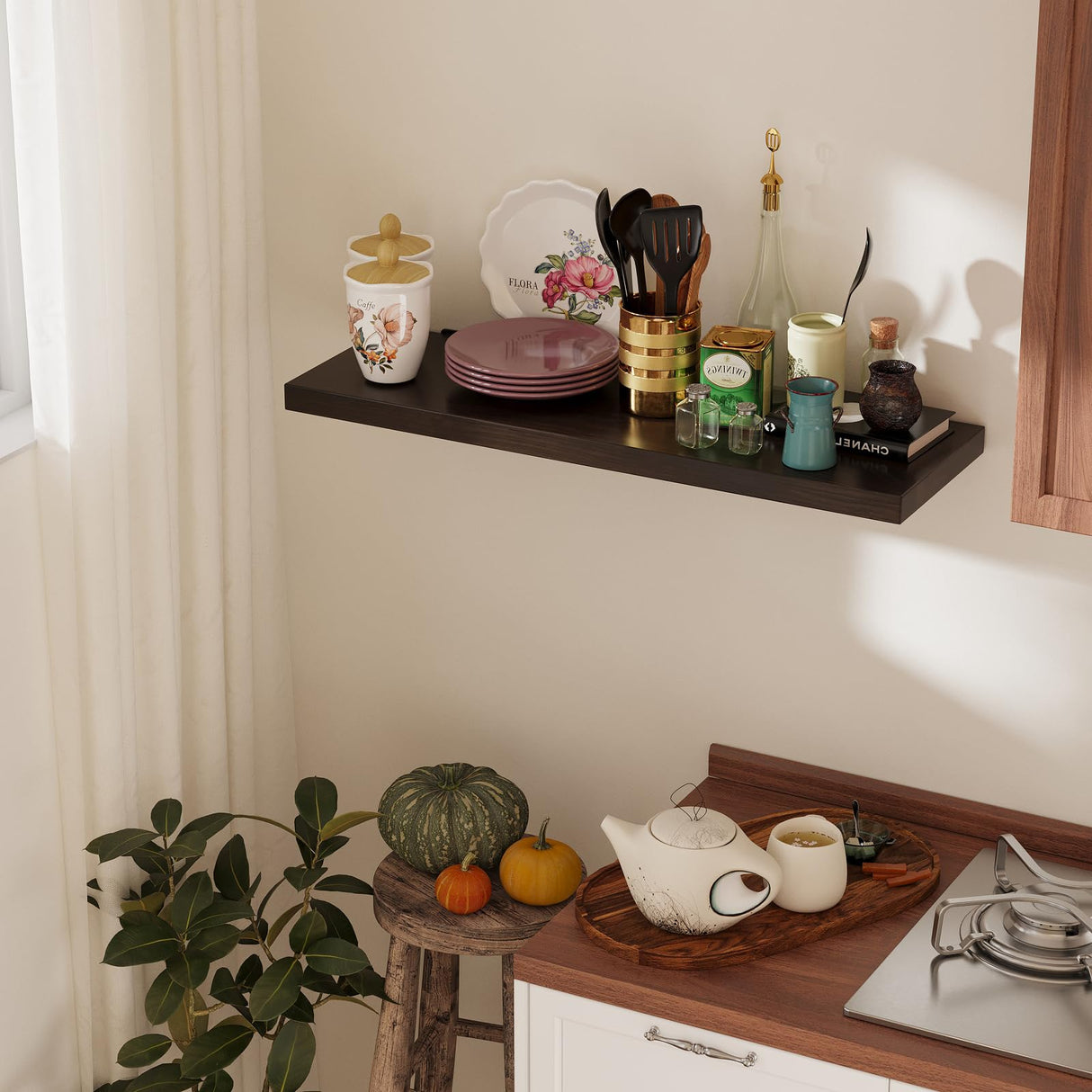 Floating Shelves for Wall 36 Inches Long, Large Natural Wood Floating Shelves for Kitchen