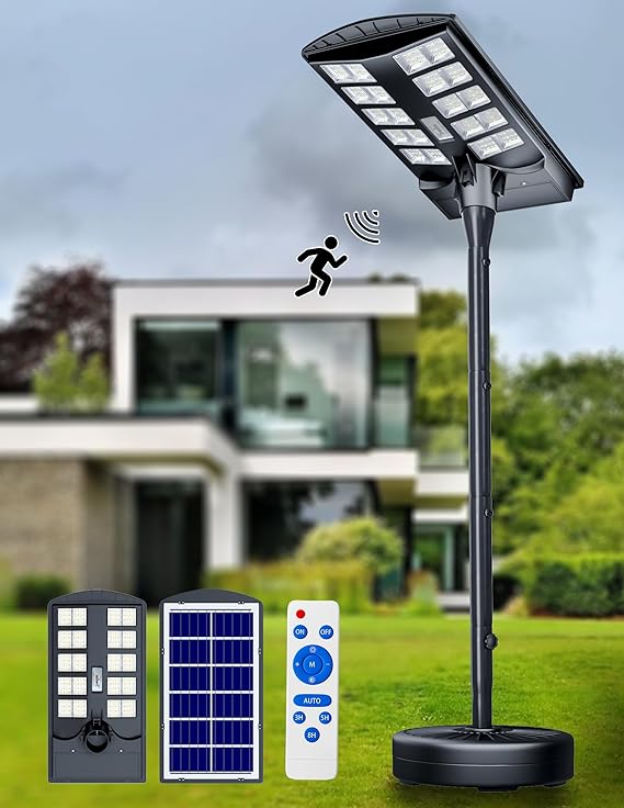 8500W Solar Street Lights Outdoor with 78" Tall Pole