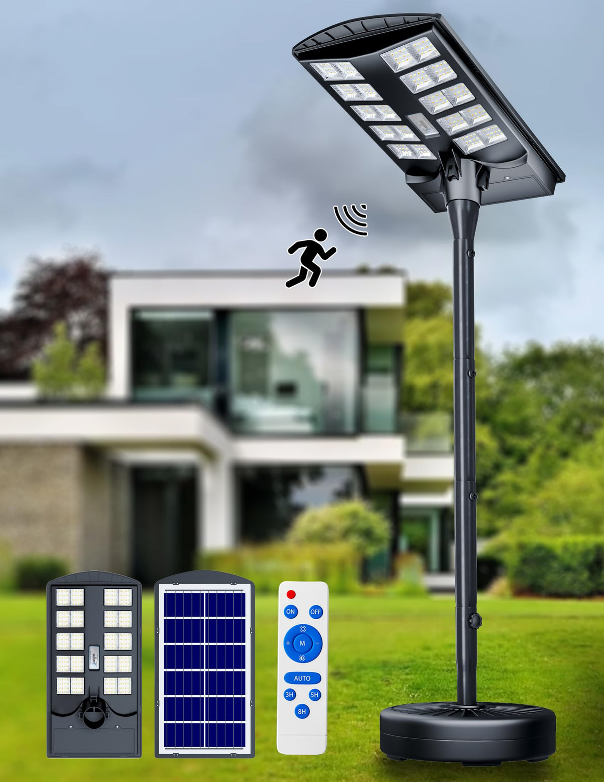 8500W Solar Street Lights Outdoor with 78" Tall Pole