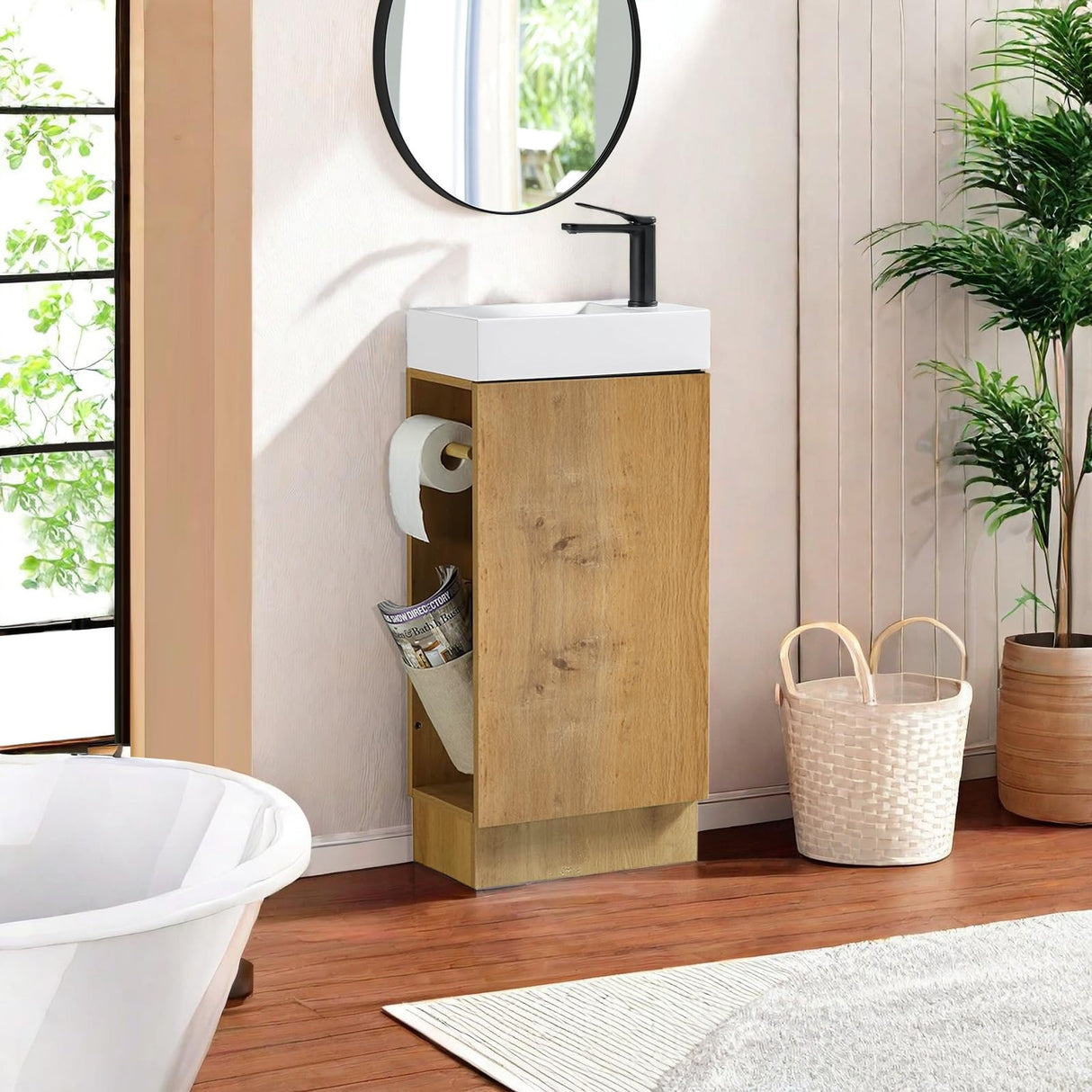 16“ Bathroom Vanity Sink Combo for Small Space, Modern Floor-standing Small Bathroom Vanity