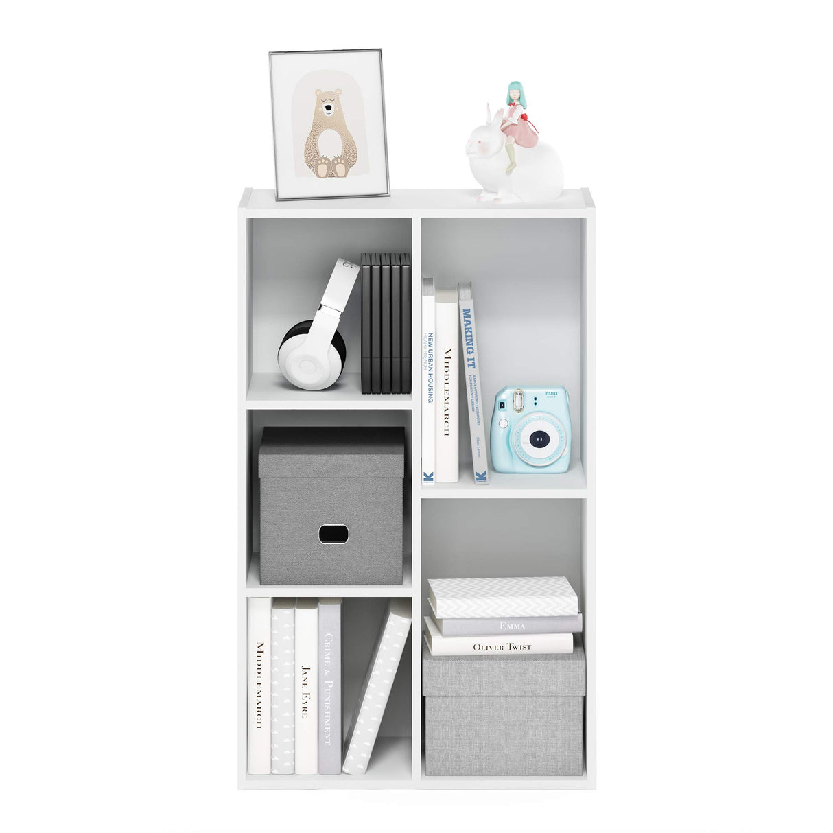 Luder Bookcase / Book / Storage , 5-Cube, White