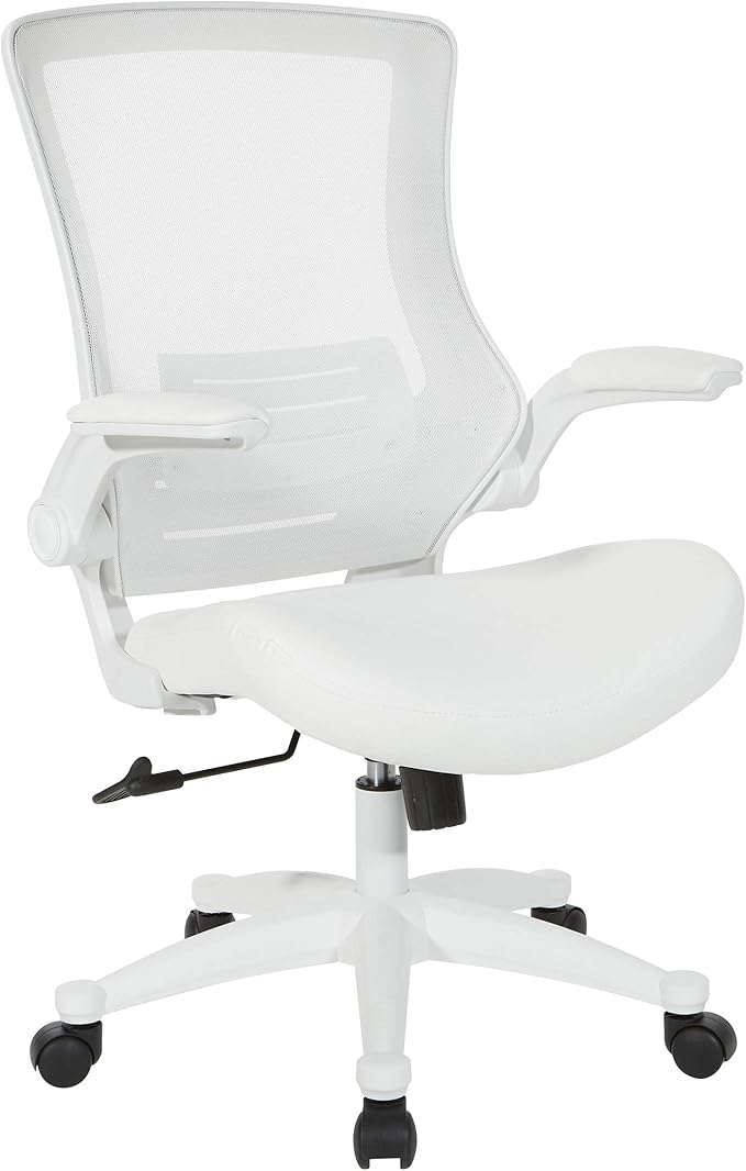 Ventilated White Screen Back Manager's Office Chair with Padded Color Flip Arms