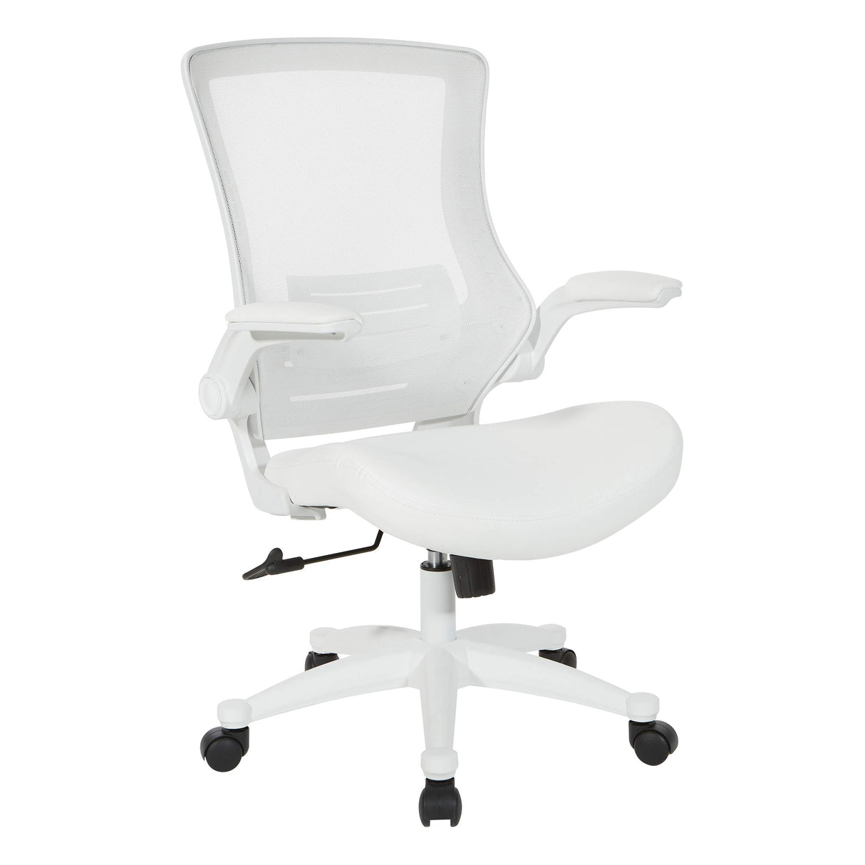 Ventilated White Screen Back Manager's Office Chair with Padded Color Flip Arms