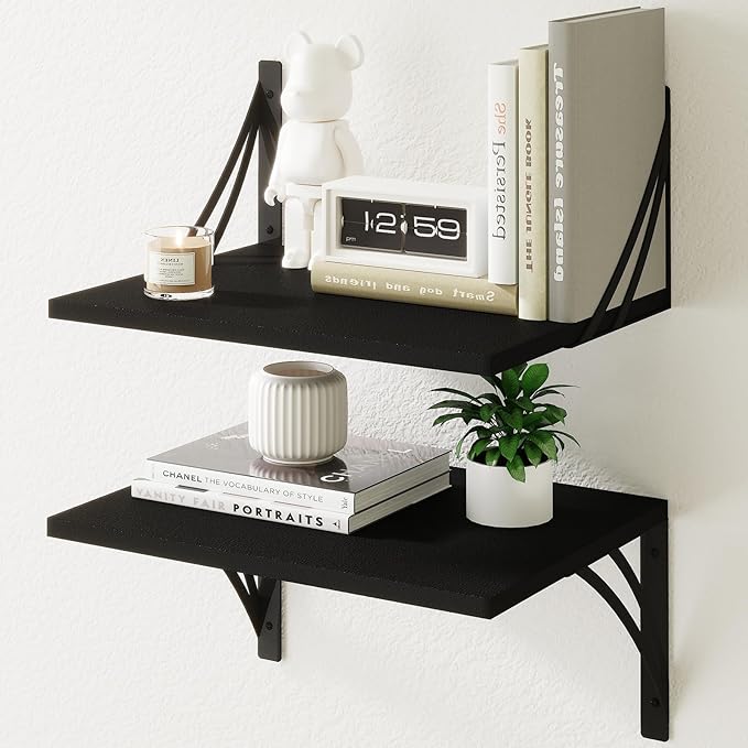 Deep Floating Shelves, 12 Inch Deep Floating Wall Shelves, Sturdy Engineered Wood Shelves