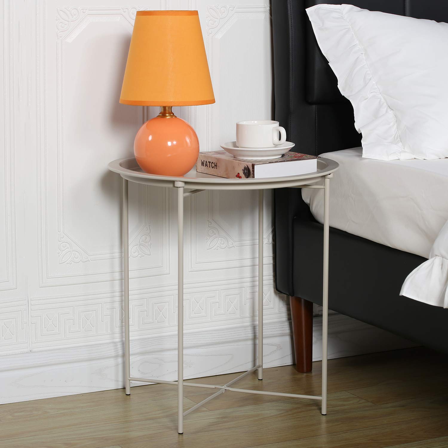 Side Table Round Foldable Tray Metal End Table,Coffee Table