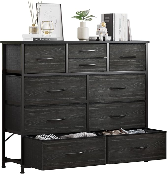 10-Drawer Dresser, Fabric Storage Dresser Drawers for Bedroom
