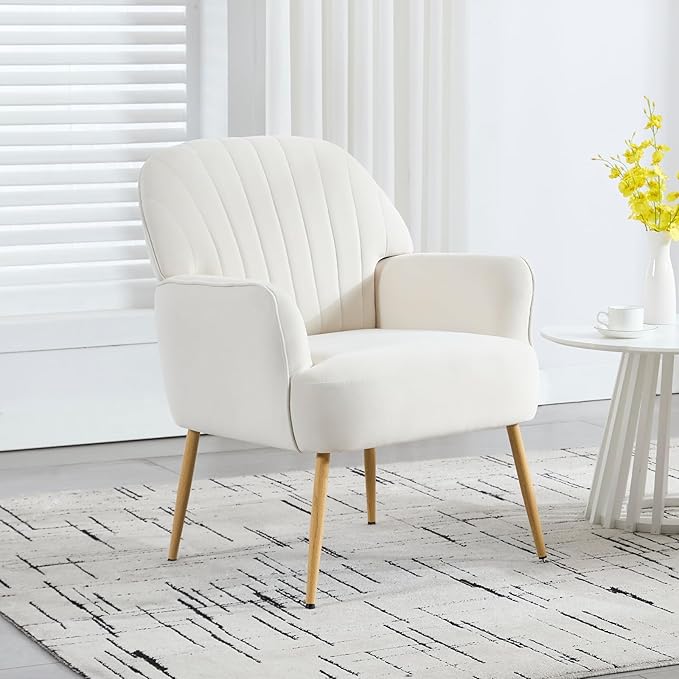 Velvet Accent Chair, Modern Upholstered Living Room Chair, Luxury Single Sofa Armchair