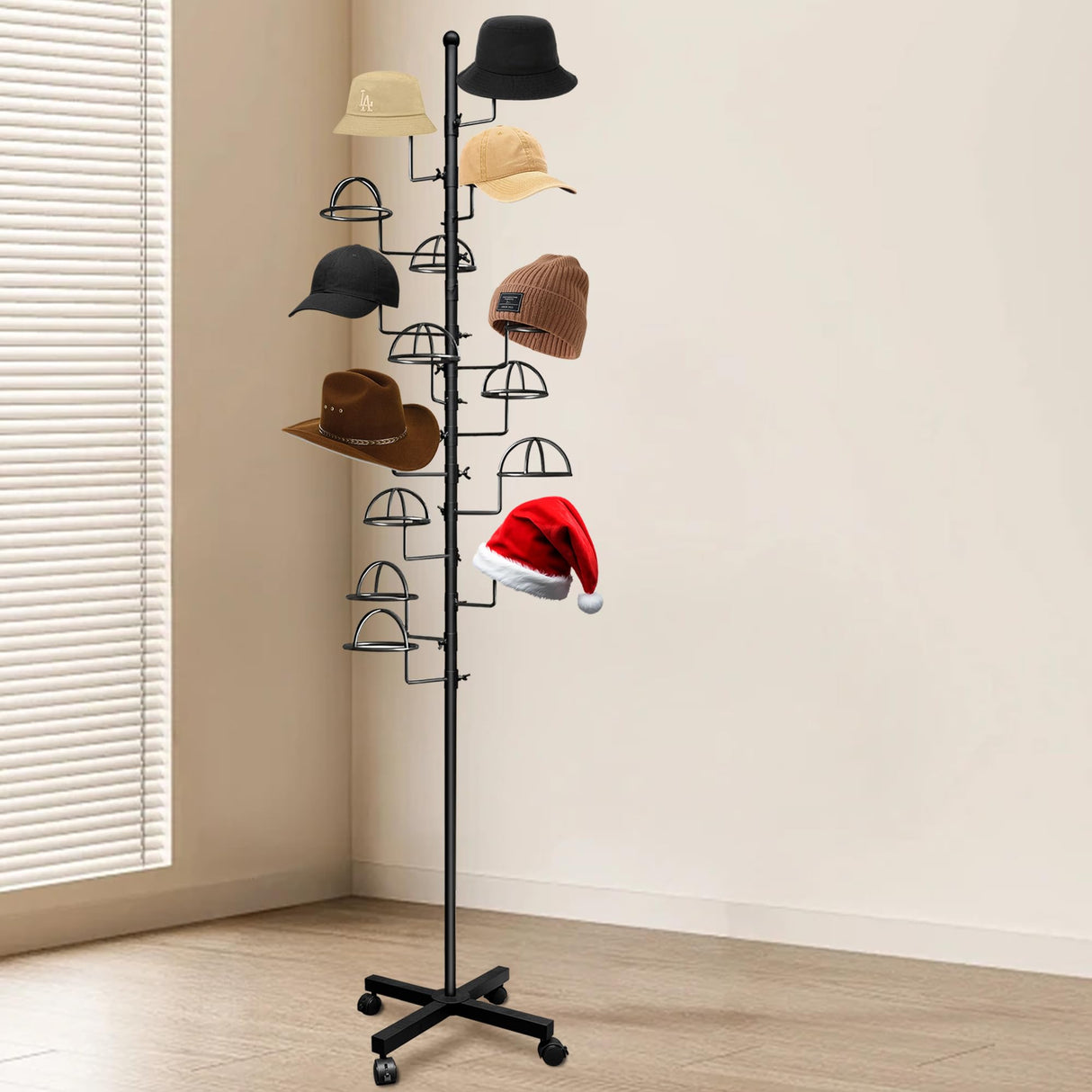 Hat Rack Stand 14 Hooks, Cowboy Hat Stand, Hat Display Rack Metal, Standing Hat Rack