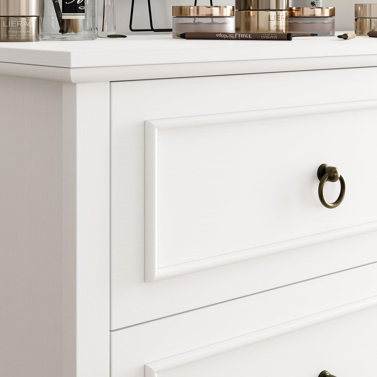 HOSTACK 6 Drawers Dresser for Bedroom, White Dressers & Chests of Drawers, 47.2" Wide Wood Double Dresser, Modern Farmhouse Storage Dressers, 6 Drawer Chest for Living Room, Entryway, Hallway